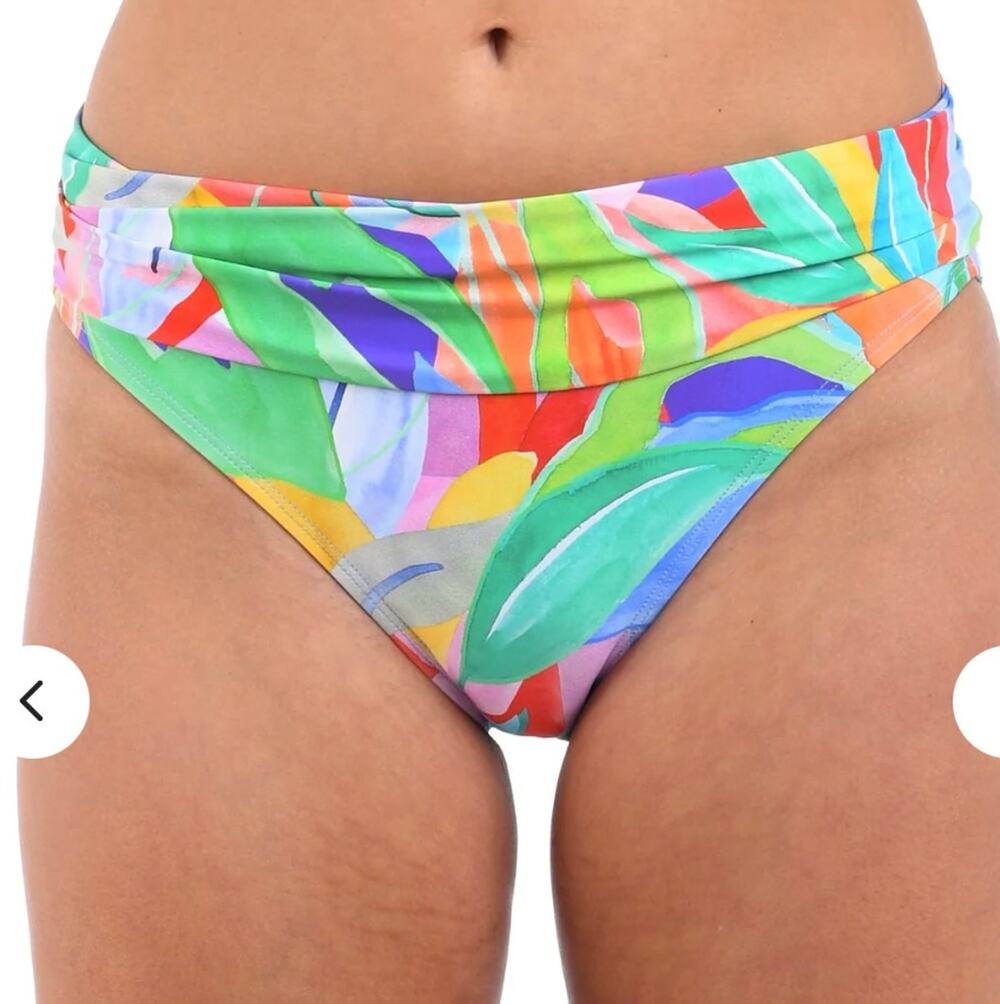 La Blanca Tropi-flage Shirred Band Hipster Bottom 14 NWT